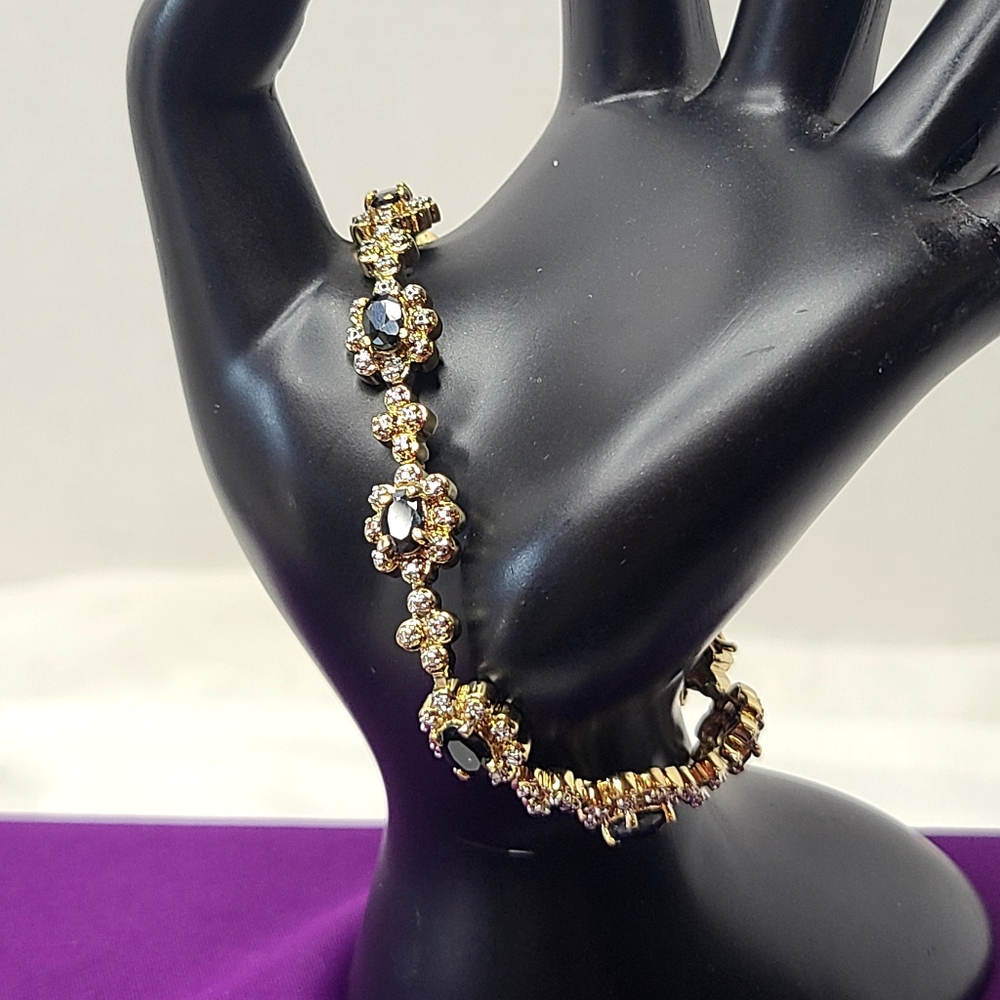 Gold Vermeil Sterling Silver Deep Blue Sapphire Bracelet